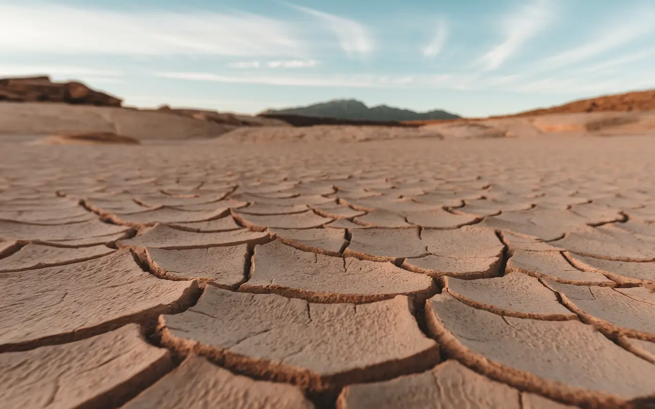 乾裂的沙漠地景特寫，象徵乾燥的皮膚狀態。